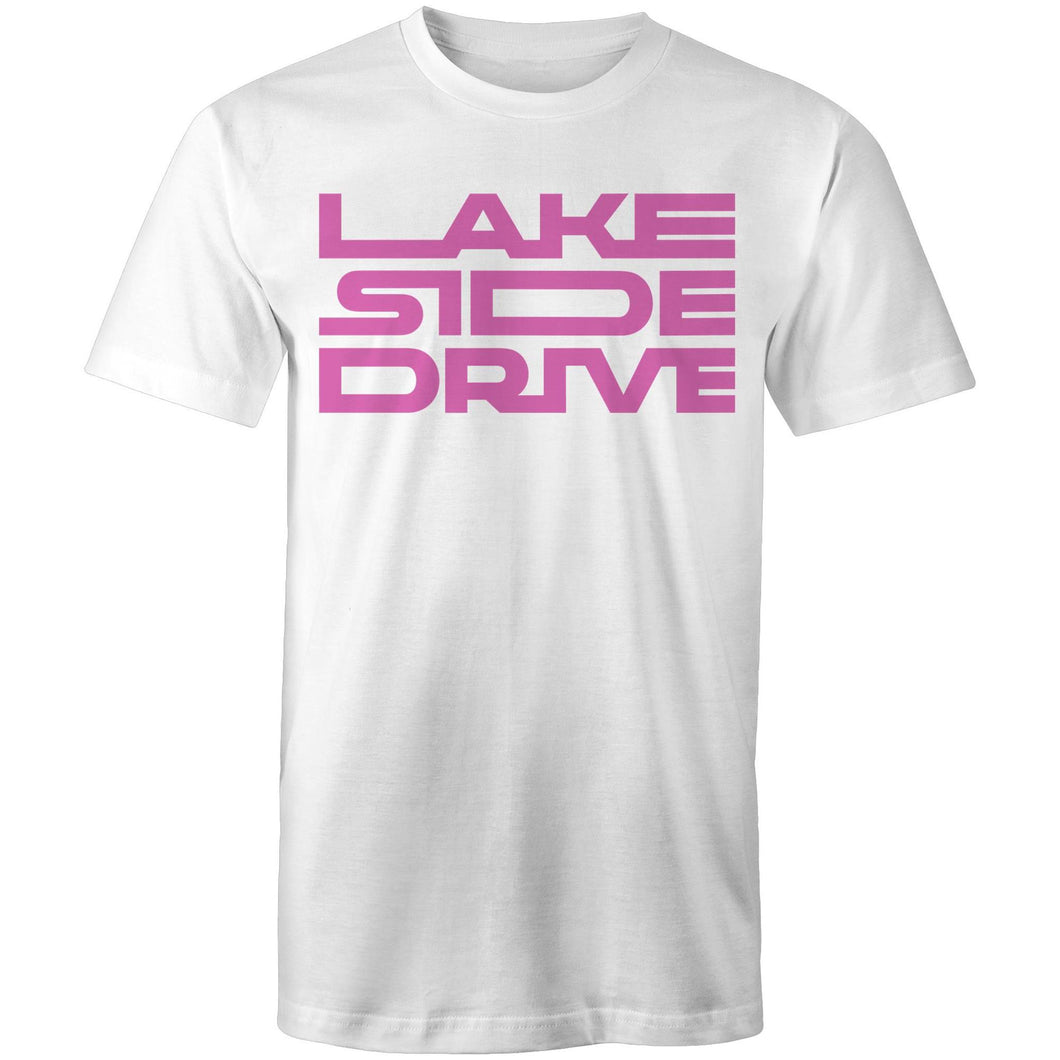 Lakeside Drive - Tee [pink logo] - Lakeside Drive F1 Podcast